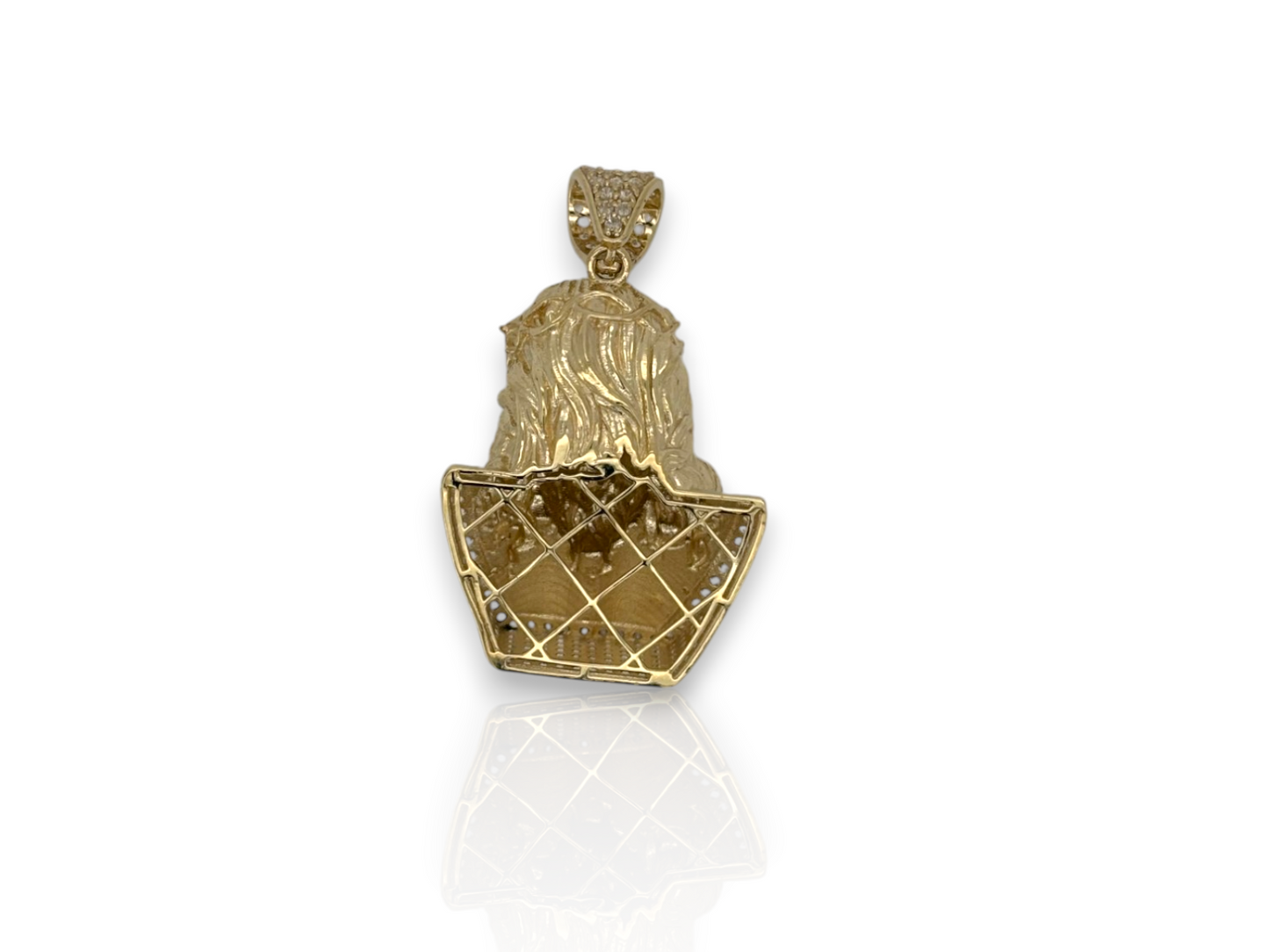 10K Yellow Gold Jesus Head Pendant with CZ | 3D Style |Real 10k Gold Religious Jewelry