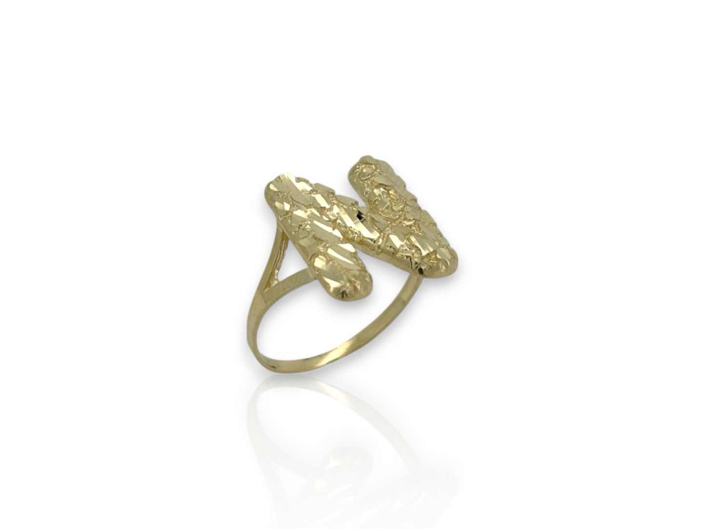 10K Solid Yellow Gold Nugget Bubble Initial Ring – Custom Letter Ring for Men & Women - ALL LETTERS