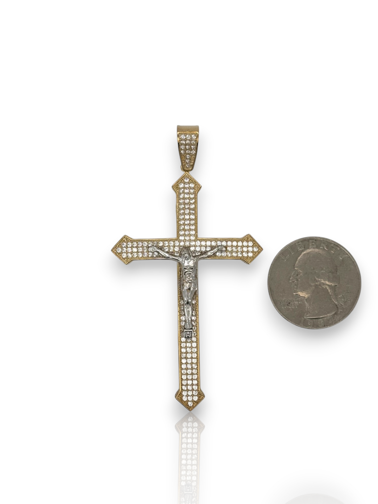 10k Yellow Gold Cross Pendant with Jesus Crucifix – Religious Christian Charm for Men or Women, Solid Gold Faith Jewelry