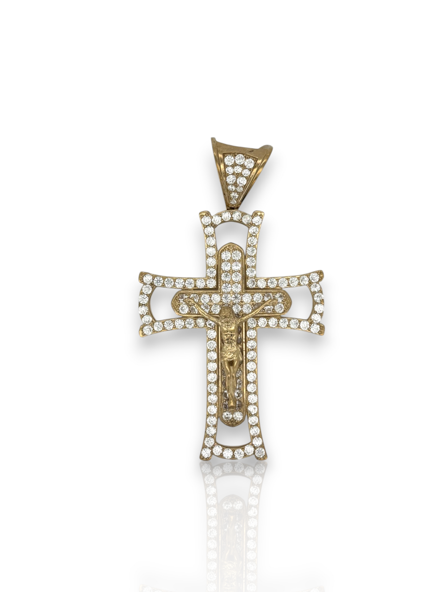 10k Yellow Gold Cross Pendant with Jesus Crucifix – Religious Christian Charm for Men or Women, Solid Gold Faith Jewelry