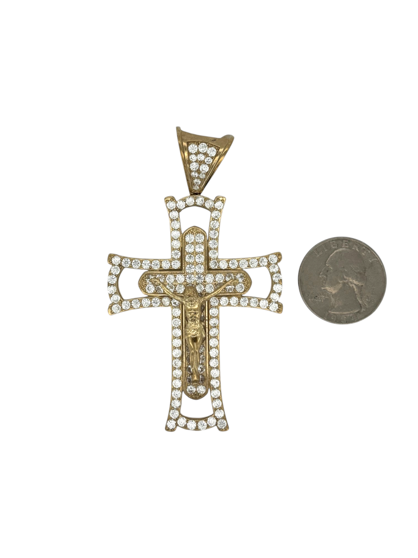 10k Yellow Gold Cross Pendant with Jesus Crucifix – Religious Christian Charm for Men or Women, Solid Gold Faith Jewelry