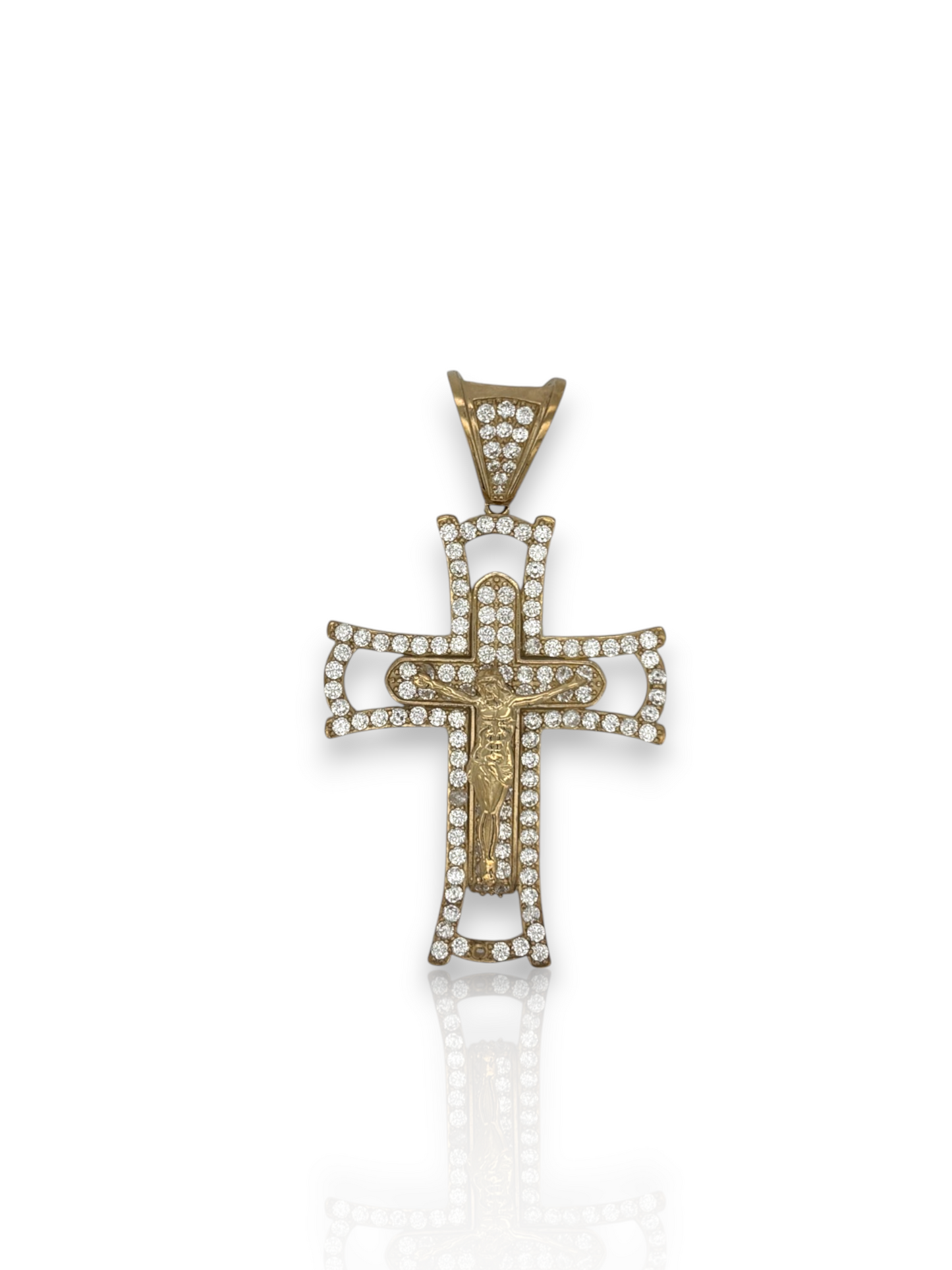 10k Yellow Gold Cross Pendant with Jesus Crucifix – Religious Christian Charm for Men or Women, Solid Gold Faith Jewelry