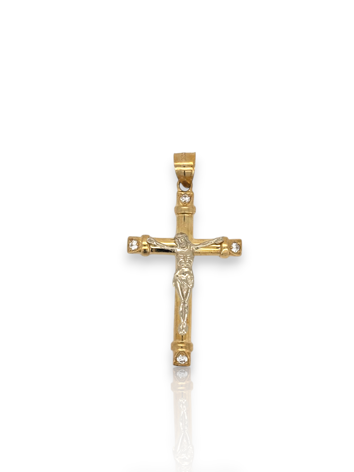 10k Yellow Gold Cross Pendant with Jesus Crucifix – Religious Christian Charm for Men or Women, Solid Gold Faith Jewelry