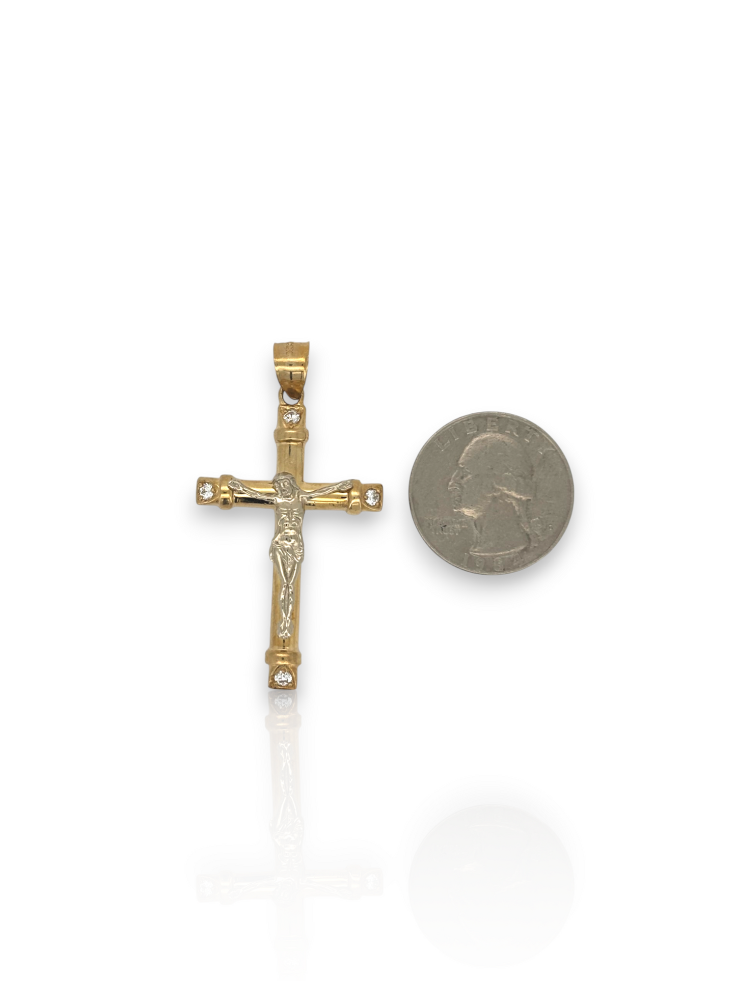 10k Yellow Gold Cross Pendant with Jesus Crucifix – Religious Christian Charm for Men or Women, Solid Gold Faith Jewelry