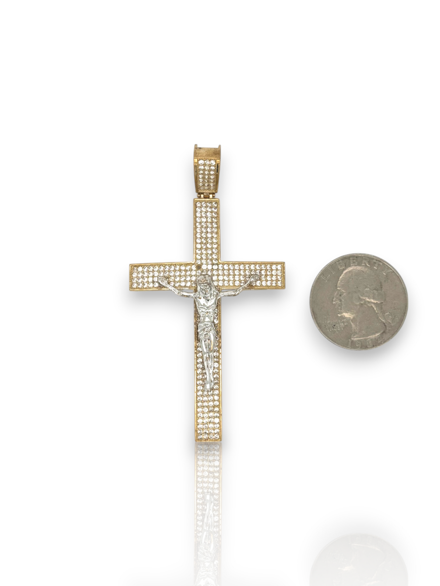 10k Yellow Gold Cross Pendant with Jesus Crucifix – Religious Christian Charm for Men or Women, Solid Gold Faith Jewelry