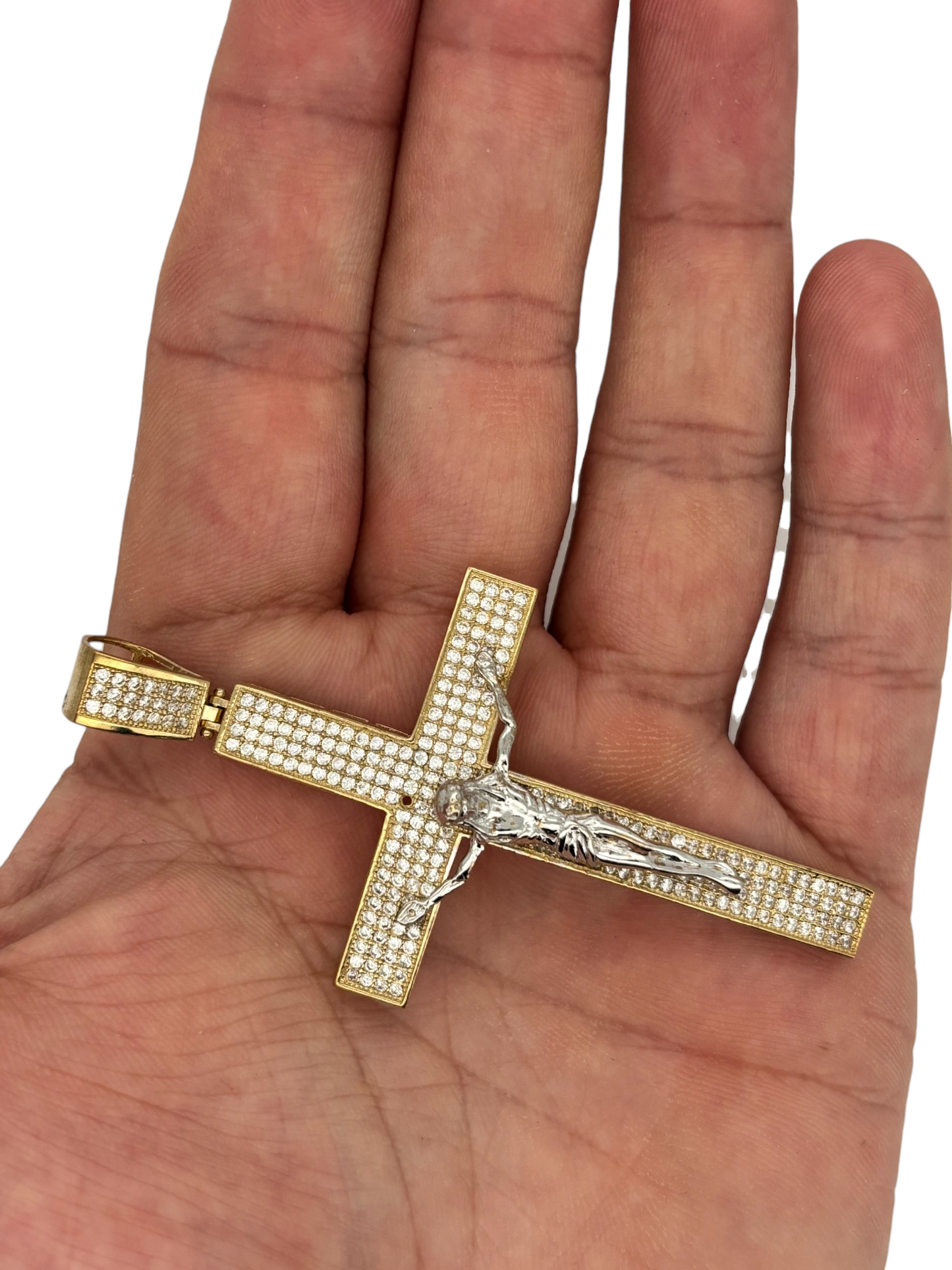 10k Yellow Gold Cross Pendant with Jesus Crucifix – Religious Christian Charm for Men or Women, Solid Gold Faith Jewelry