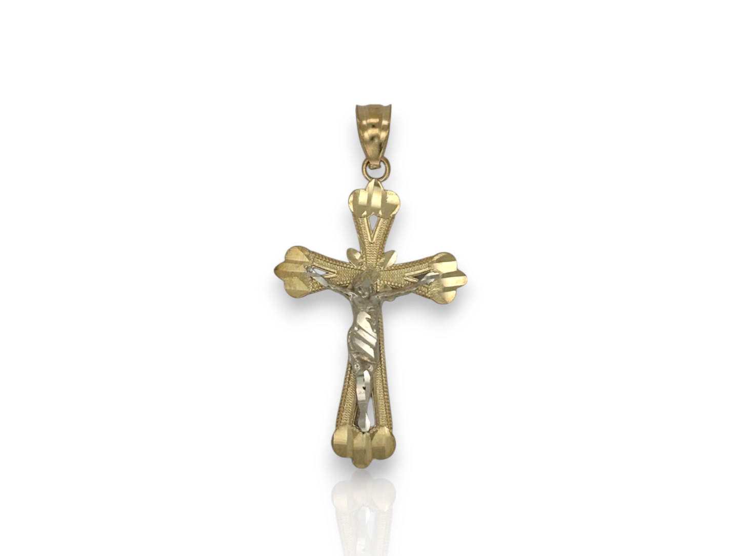 10k Yellow Gold Cross Pendant with Jesus Crucifix – Religious Christian Charm for Men or Women, Solid Gold Faith Jewelry