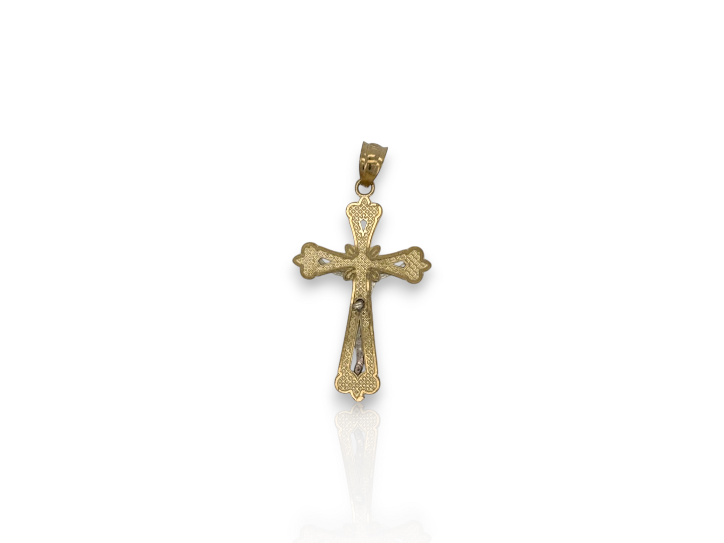 10k Yellow Gold Cross Pendant with Jesus Crucifix – Religious Christian Charm for Men or Women, Solid Gold Faith Jewelry