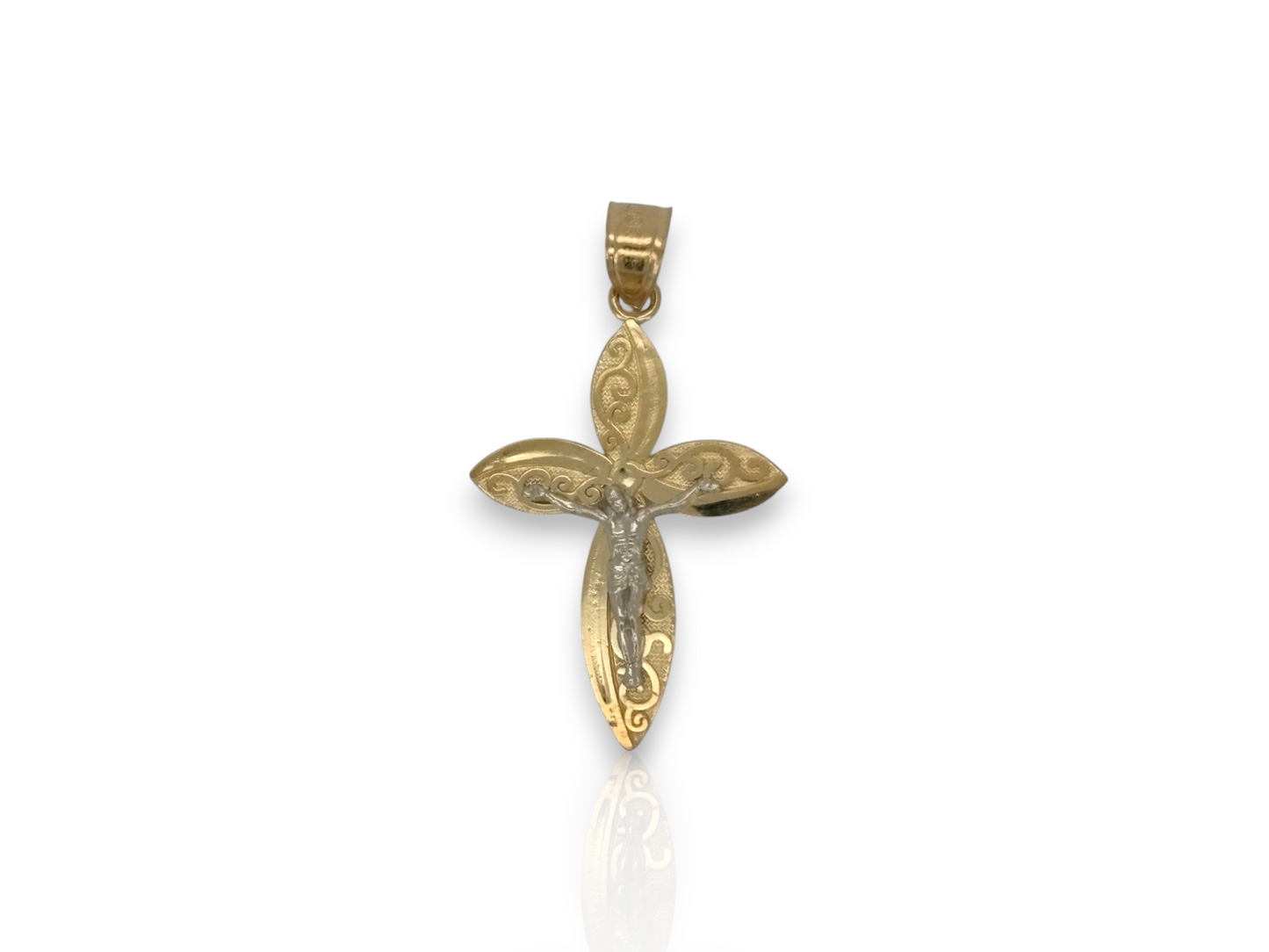 10k Yellow Gold Cross Pendant with Jesus Crucifix – Religious Christian Charm for Men or Women, Solid Gold Faith Jewelry