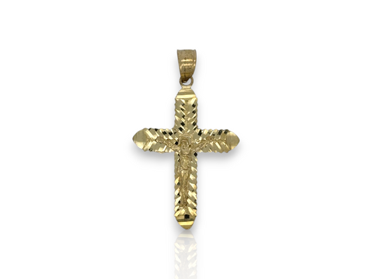 10k Yellow Gold Cross Pendant with Jesus Crucifix – Religious Christian Charm for Men or Women, Solid Gold Faith Jewelry