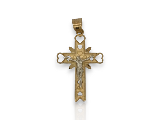 10k Yellow Gold Cross Pendant with Jesus Crucifix – Religious Christian Charm for Men or Women, Solid Gold Faith Jewelry