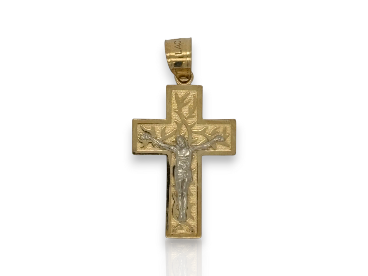 10k Yellow Gold Cross Pendant with Jesus Crucifix – Religious Christian Charm for Men or Women, Solid Gold Faith Jewelry
