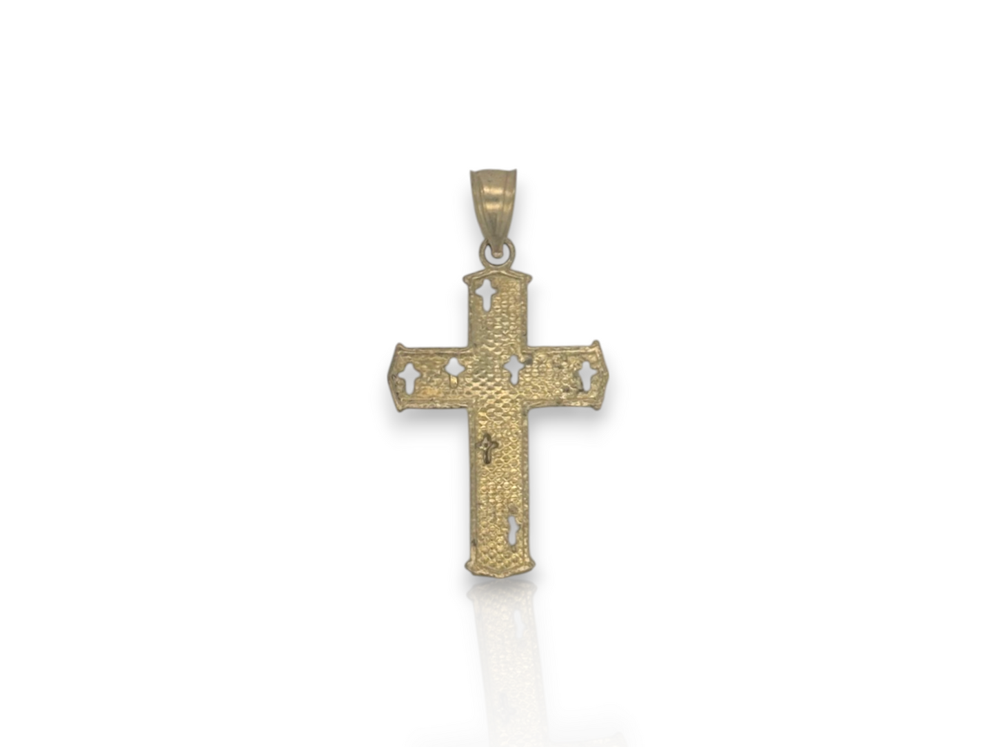 10k Yellow Gold Cross Pendant with Jesus Crucifix – Religious Christian Charm for Men or Women, Solid Gold Faith Jewelry