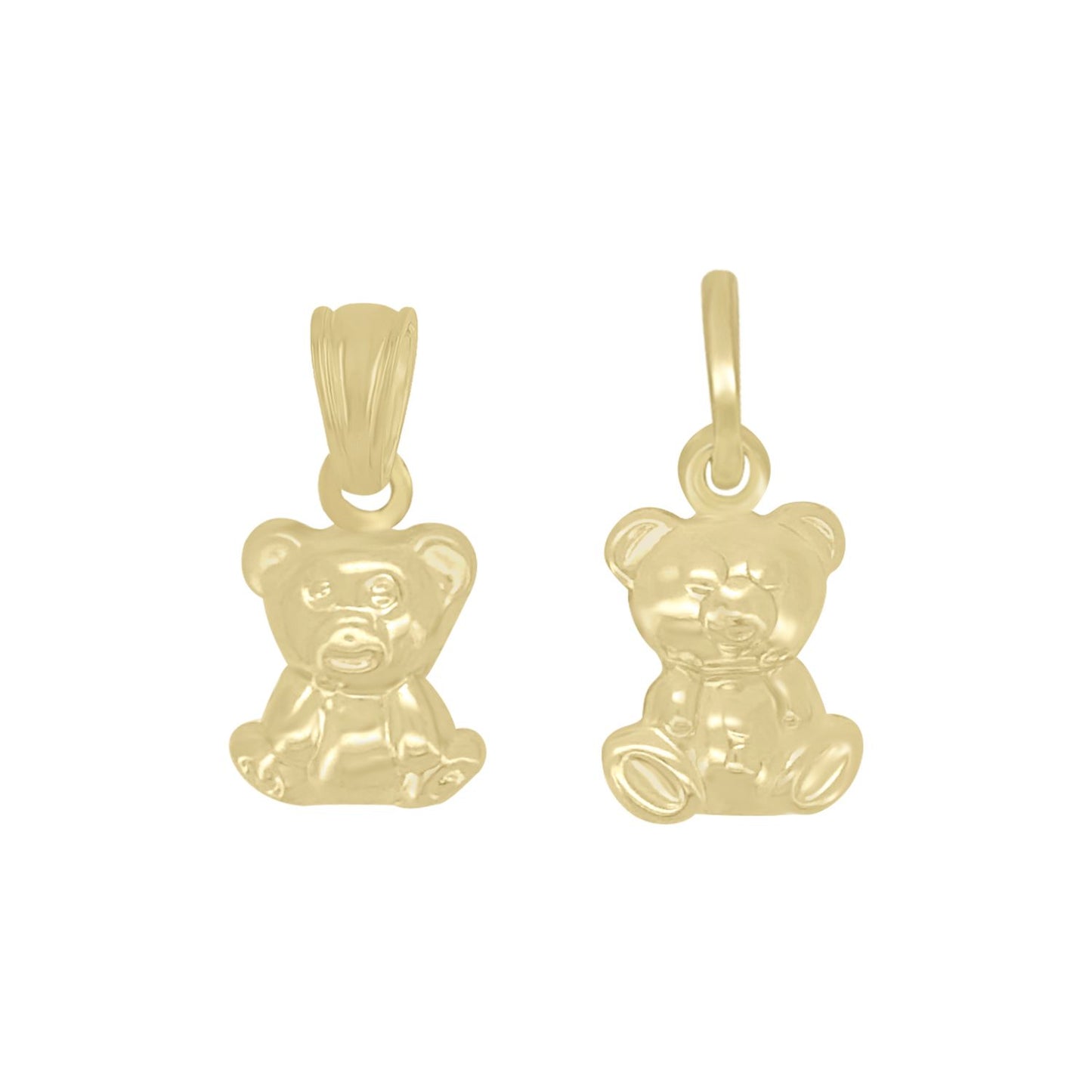 Teddy Bear Two Tone Pendant - 14k Yellow Gold
