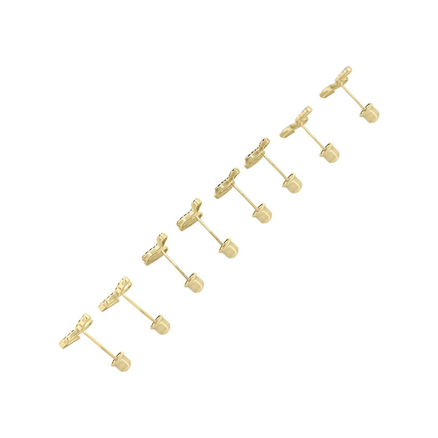 Tiny Snake CZ Stud Earrings - 10K Yellow Gold