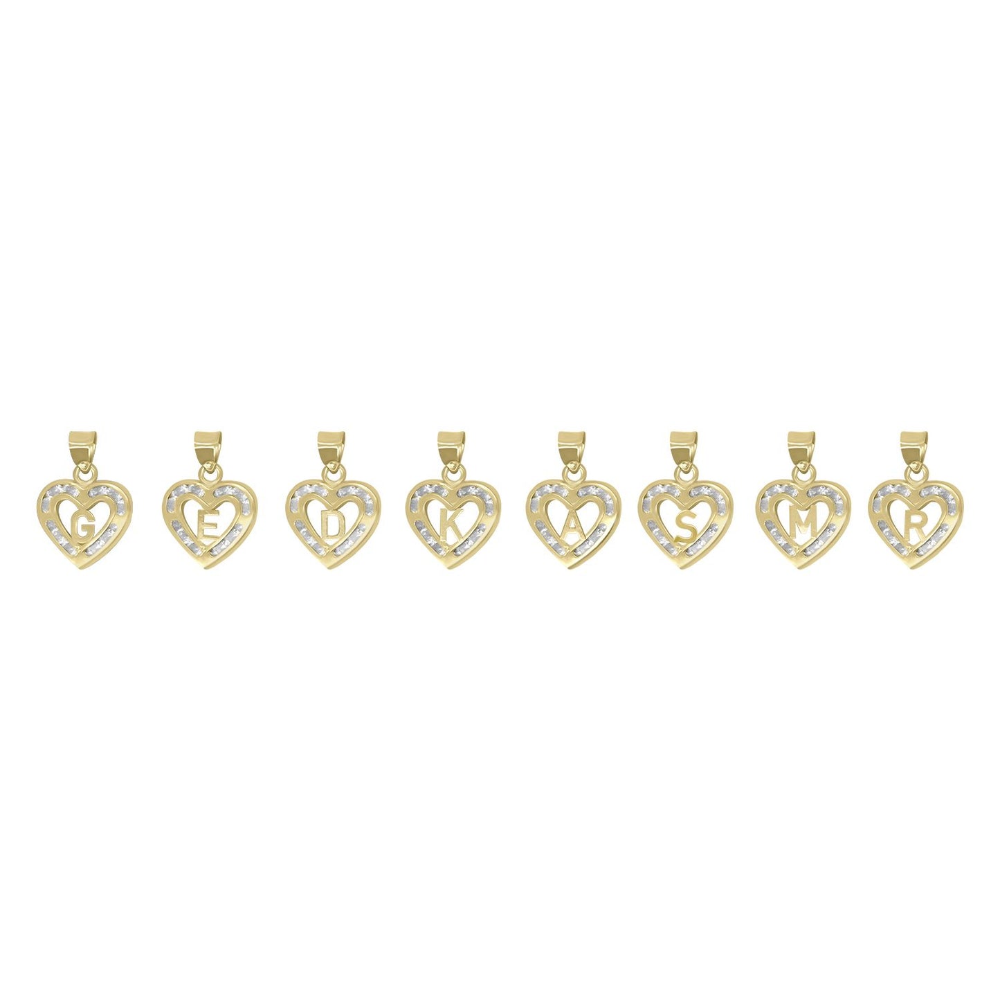 Initials Heart Pendant - 10K Yellow Gold