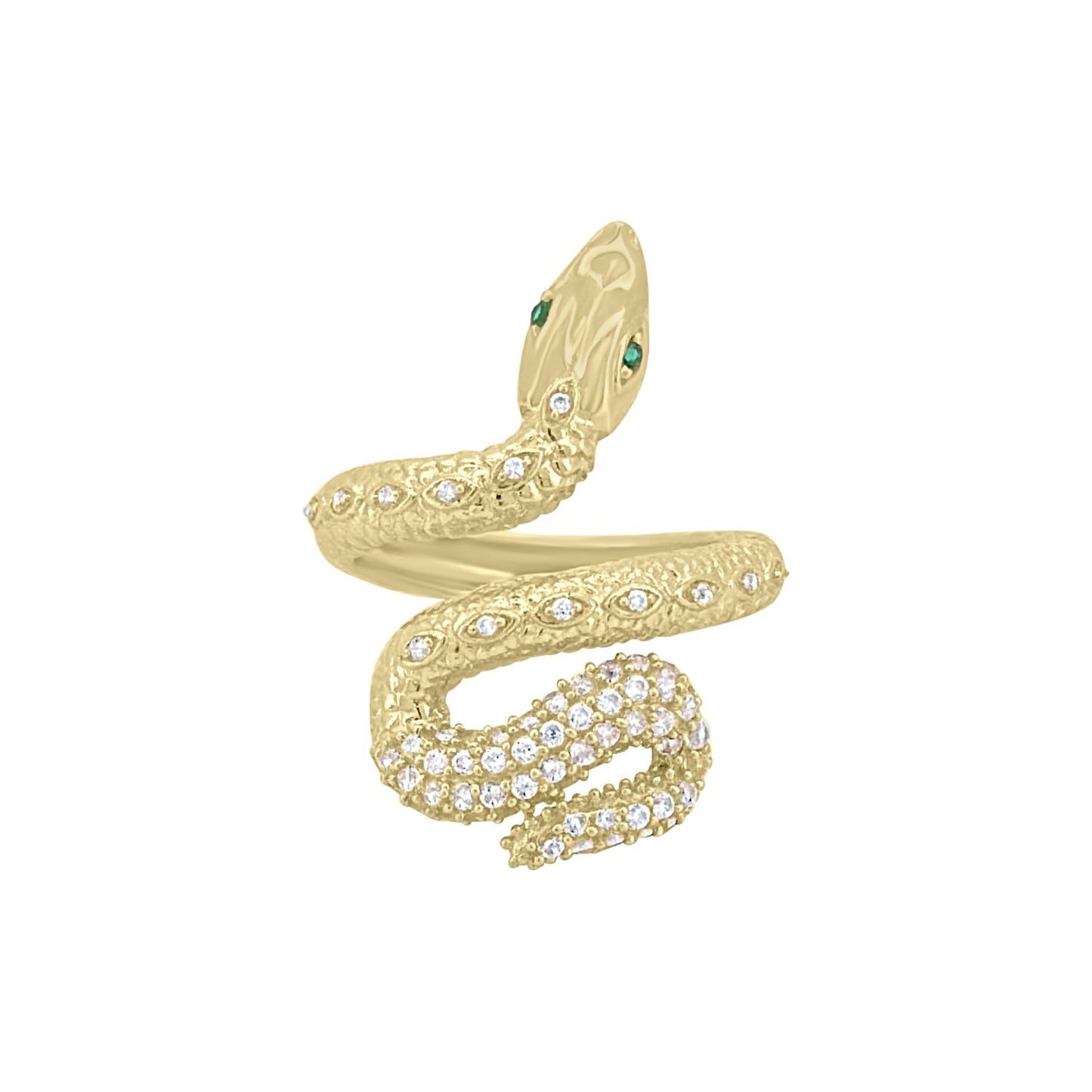 Snake CZ Ring - 10K Yellow Gold