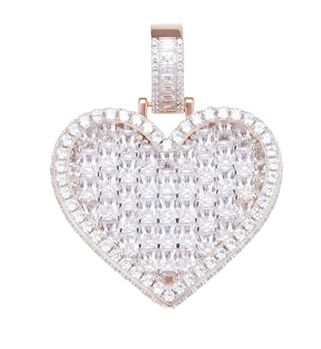 Heart Baguette CZ Pendant - 10K Yellow Gold