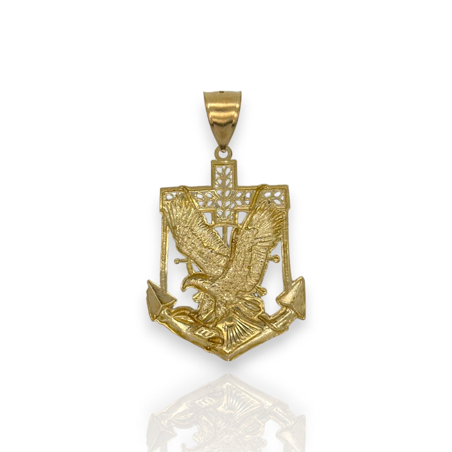 Eagle Two Tone Pendant CZ - 10k Yellow Gold