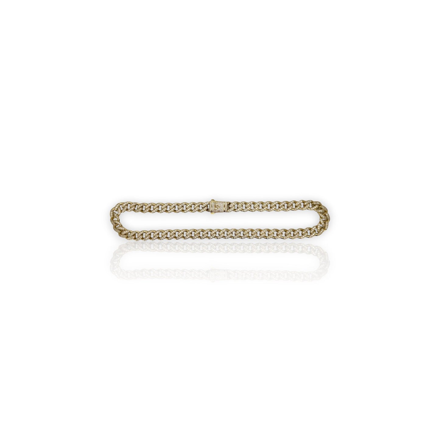 Ice Cz Monaco Chain - 14K Yellow Gold