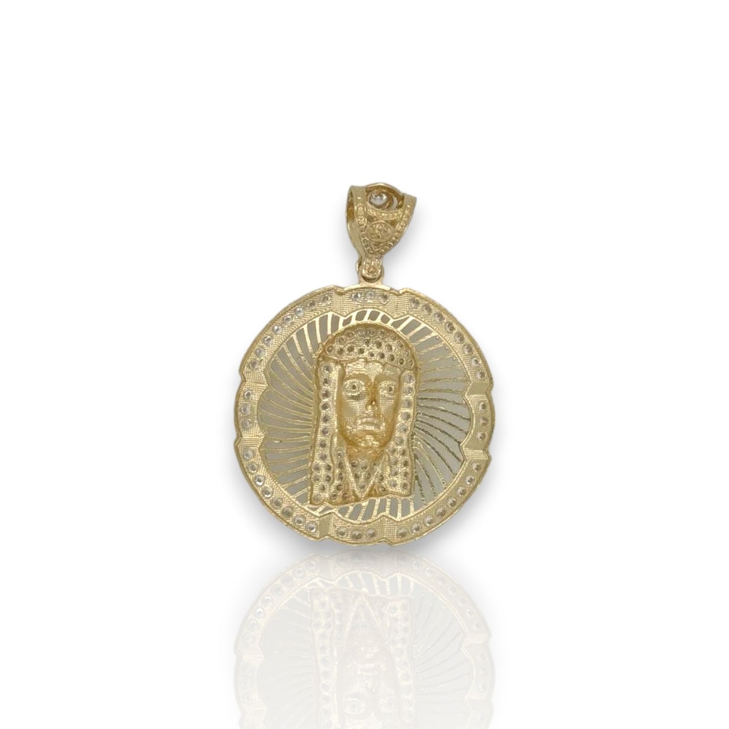 Colgante con medallón de Jesús - Oro amarillo de 14 k