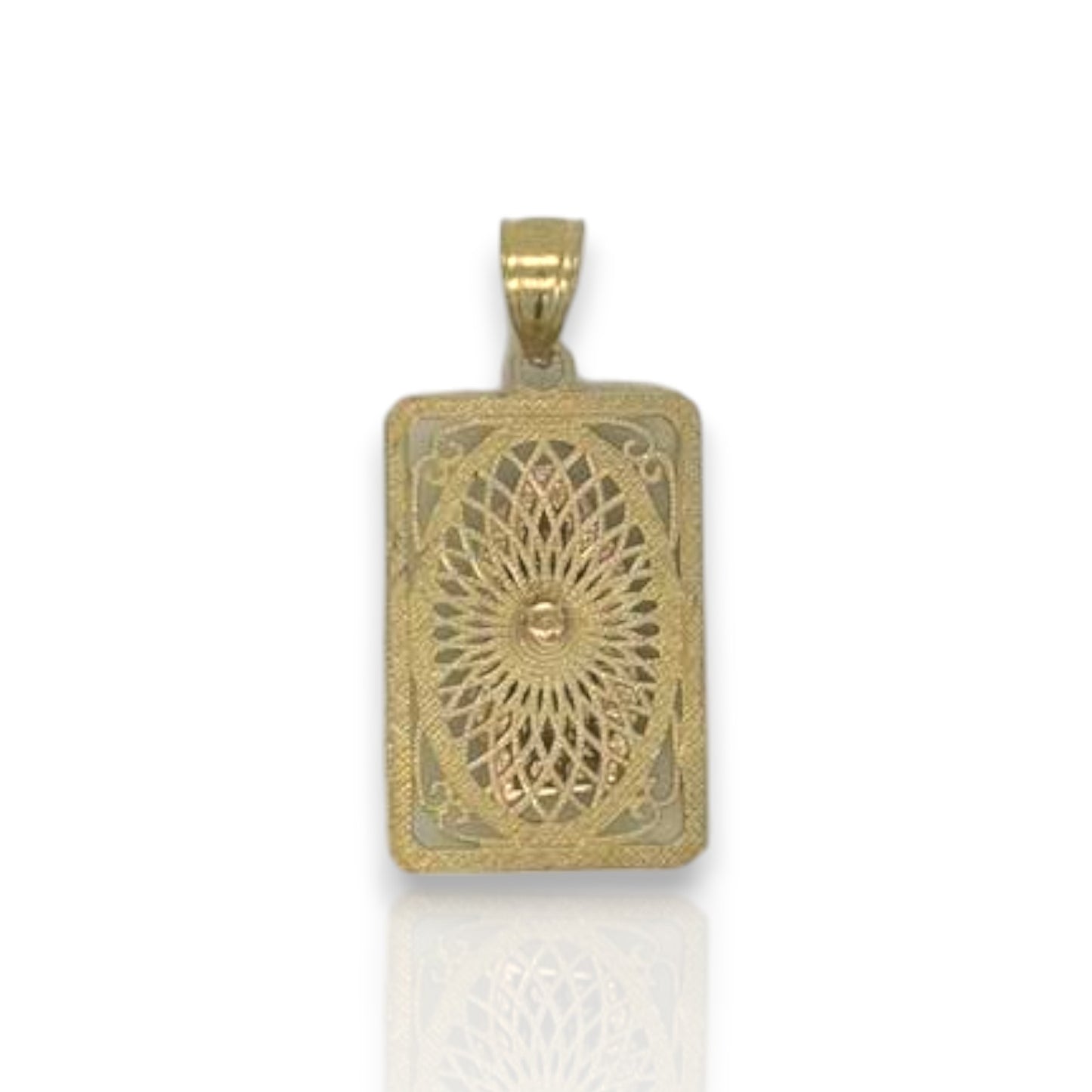 Virgin Mary Two Tone Pendant - 10K Yellow Gold