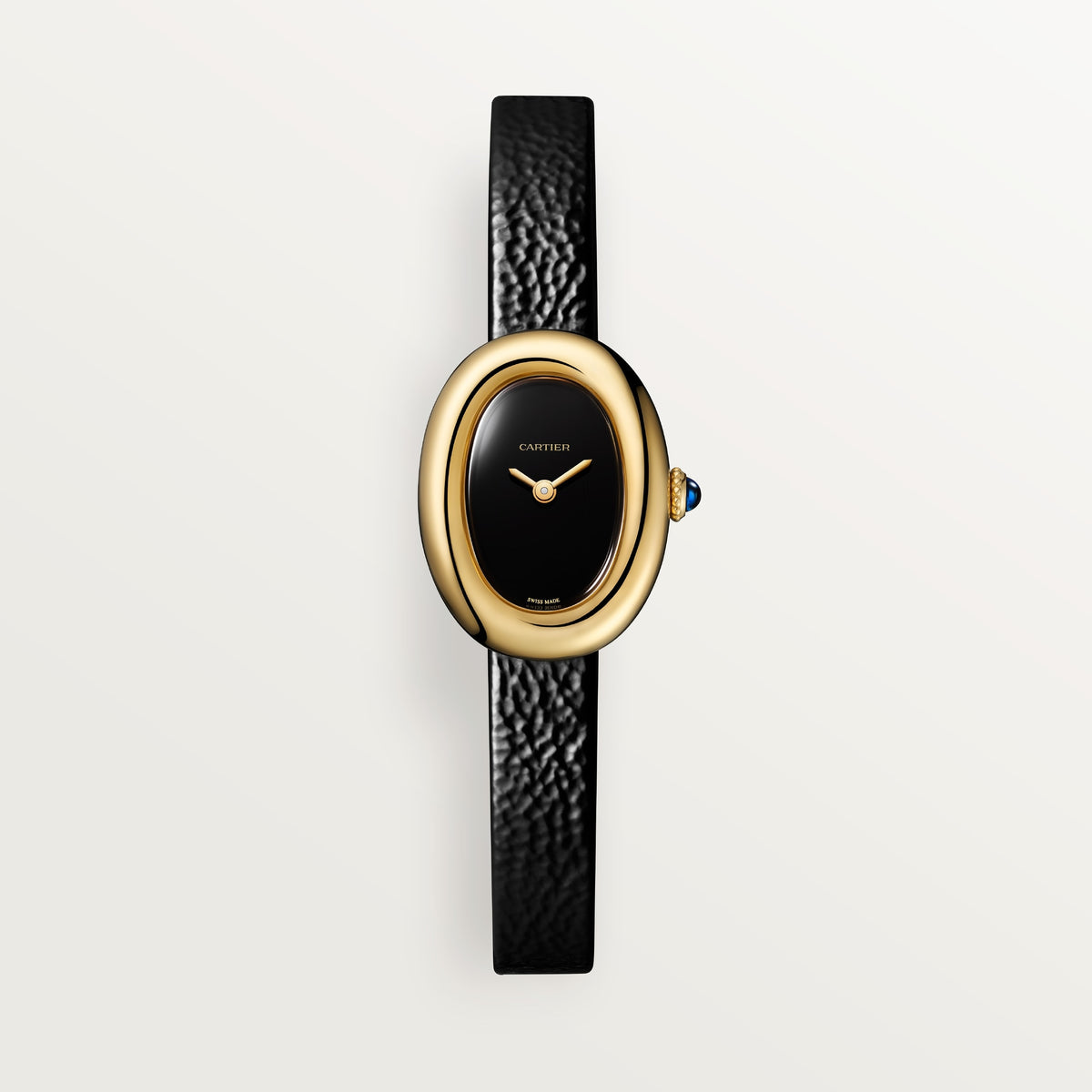 Cartier Baignoire WGBA0040 - Mini model 18K yellow gold, Black lacquered Dial, Black shiny calfskin strap