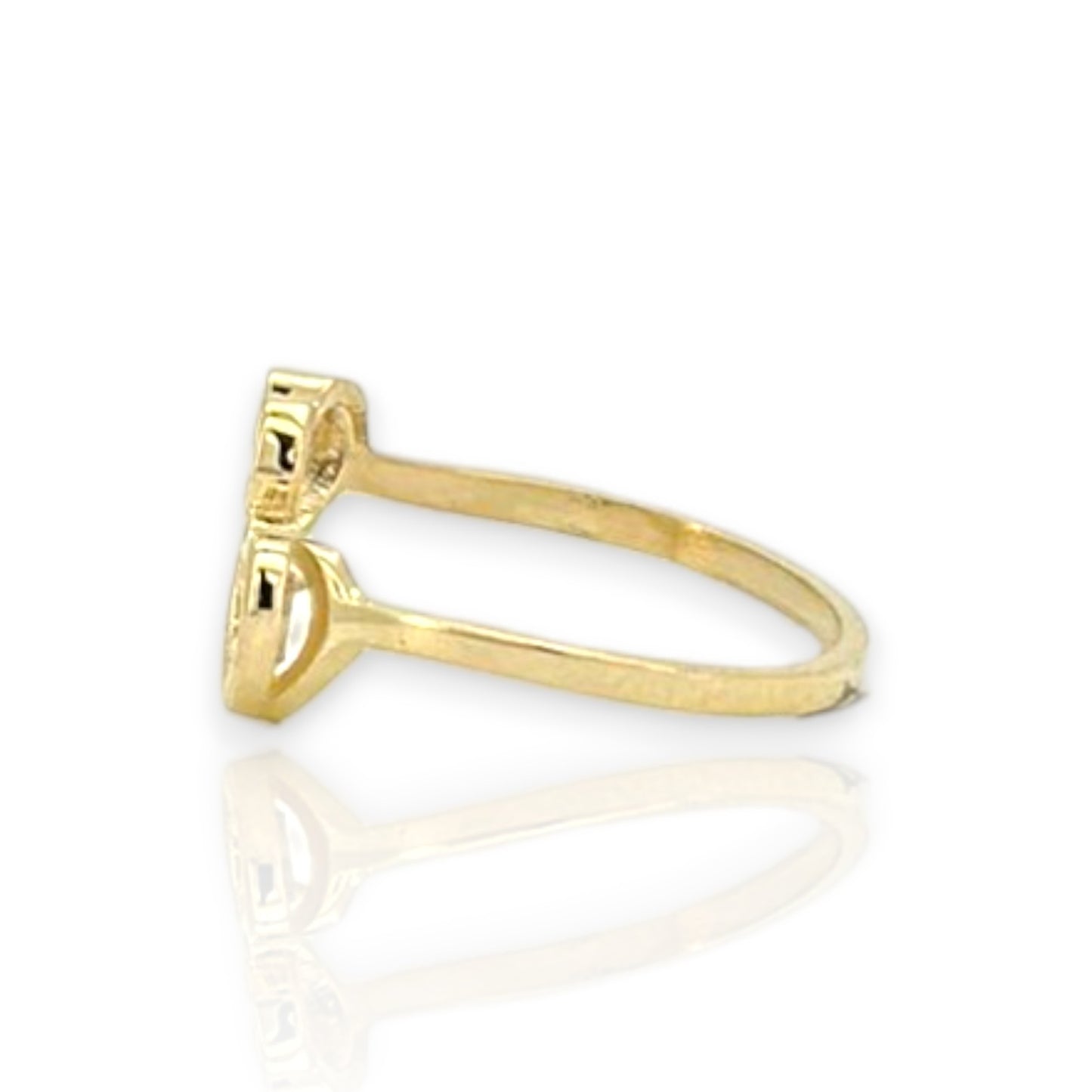 Double Heart CZ Ring - 10K Yellow Gold