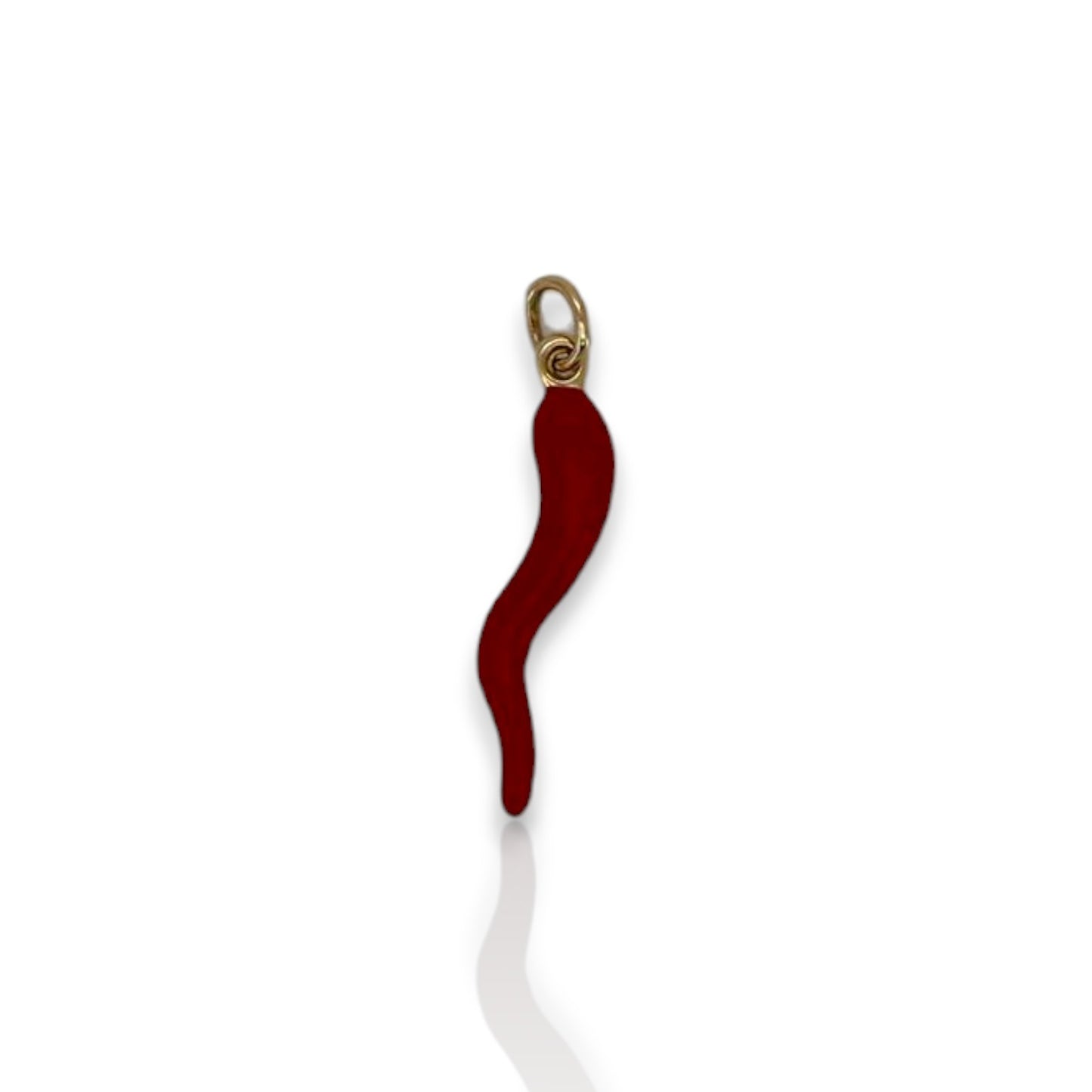 Red Italian Horn Pendant - 14K Yellow Gold