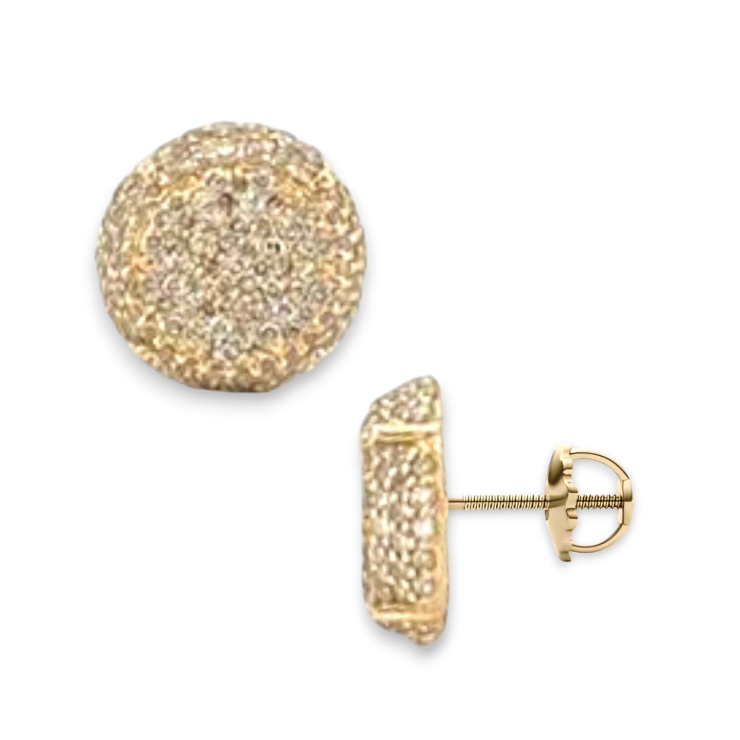 0.95ct Diamond Round Stud Earrings - 14k Yellow Gold