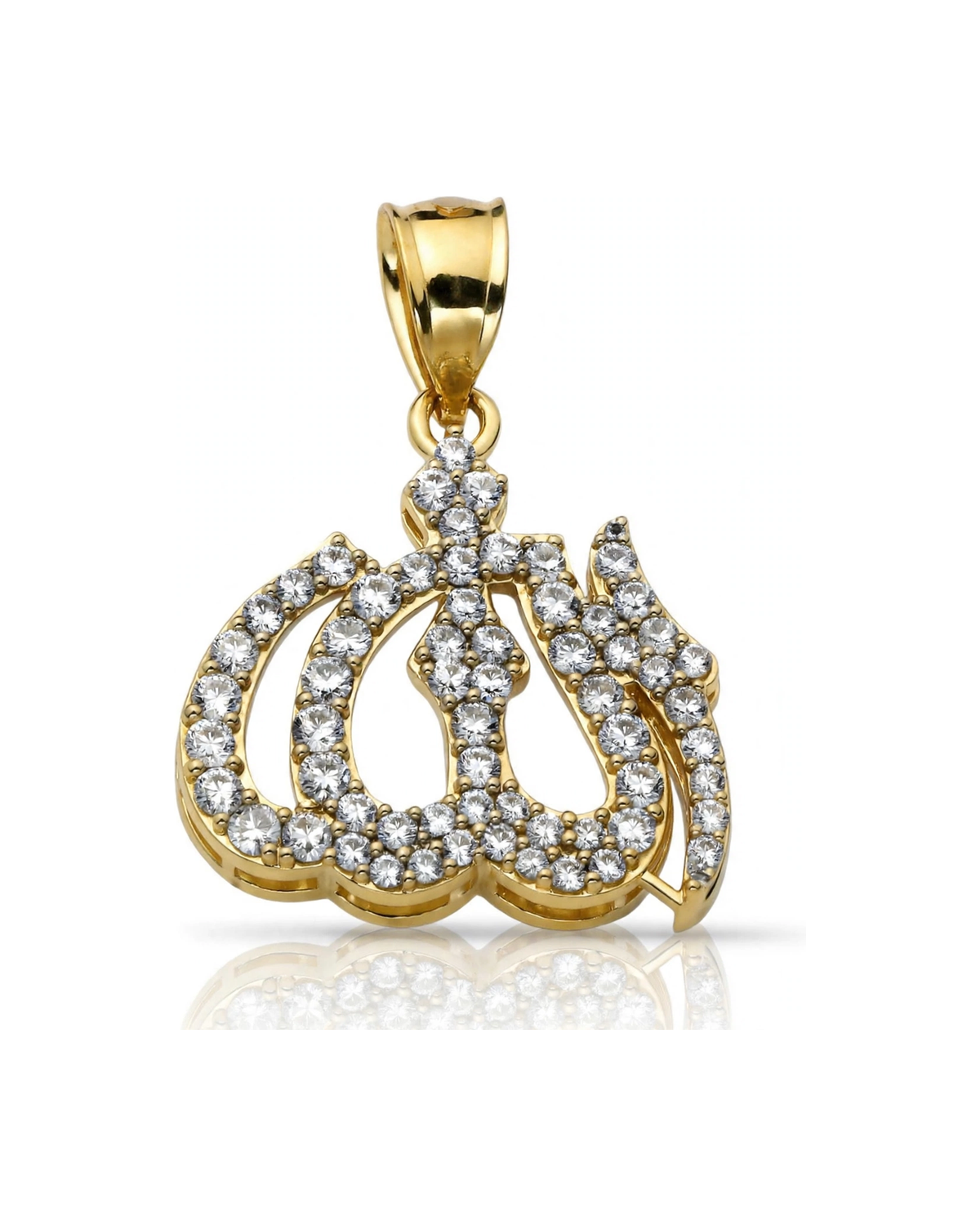 Allah Pendant Crown with CZ - 10K Gold