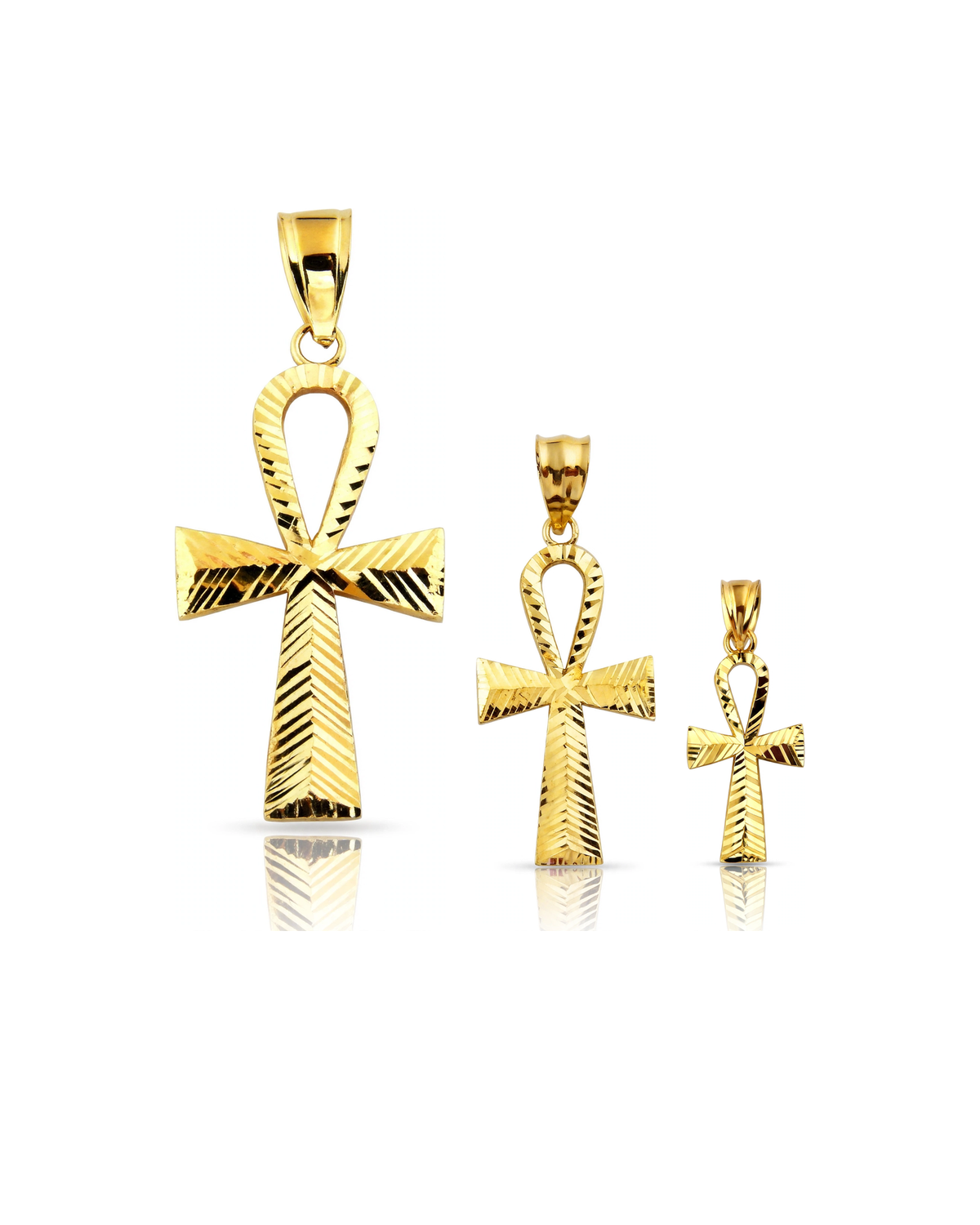 Ankh Cross Chevron Pendant - 10K Yellow Gold