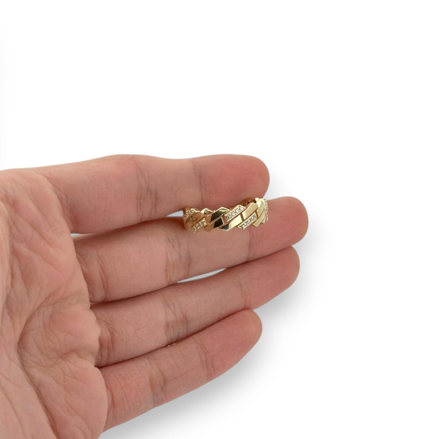 S Miami Ring CZ - 10K Yellow Gold