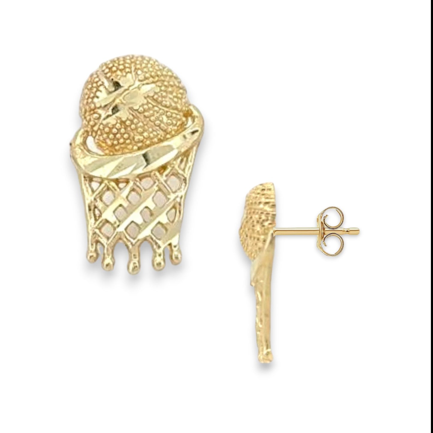Basketball Earrings - 10k Yellow Gold