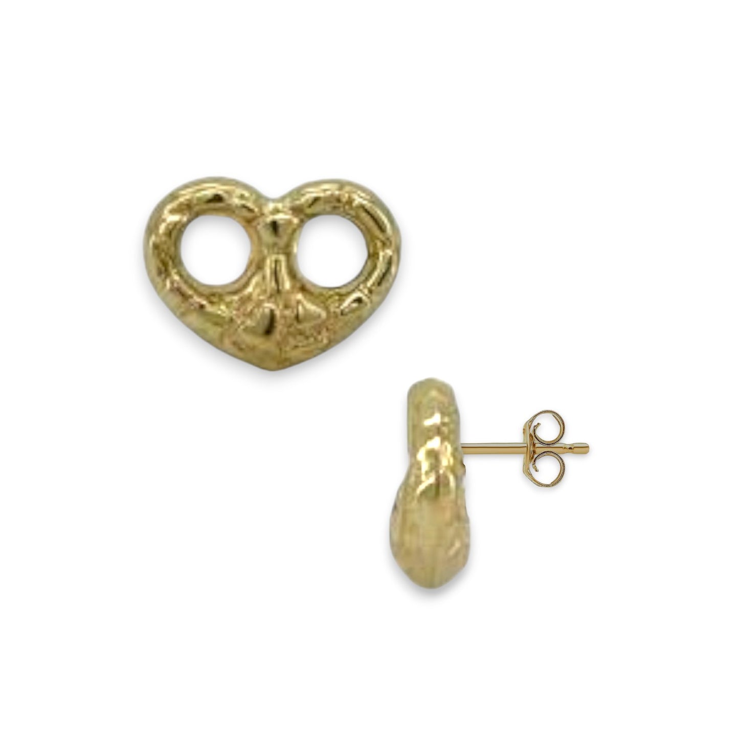 Heart Earrings - 10K Yellow Gold