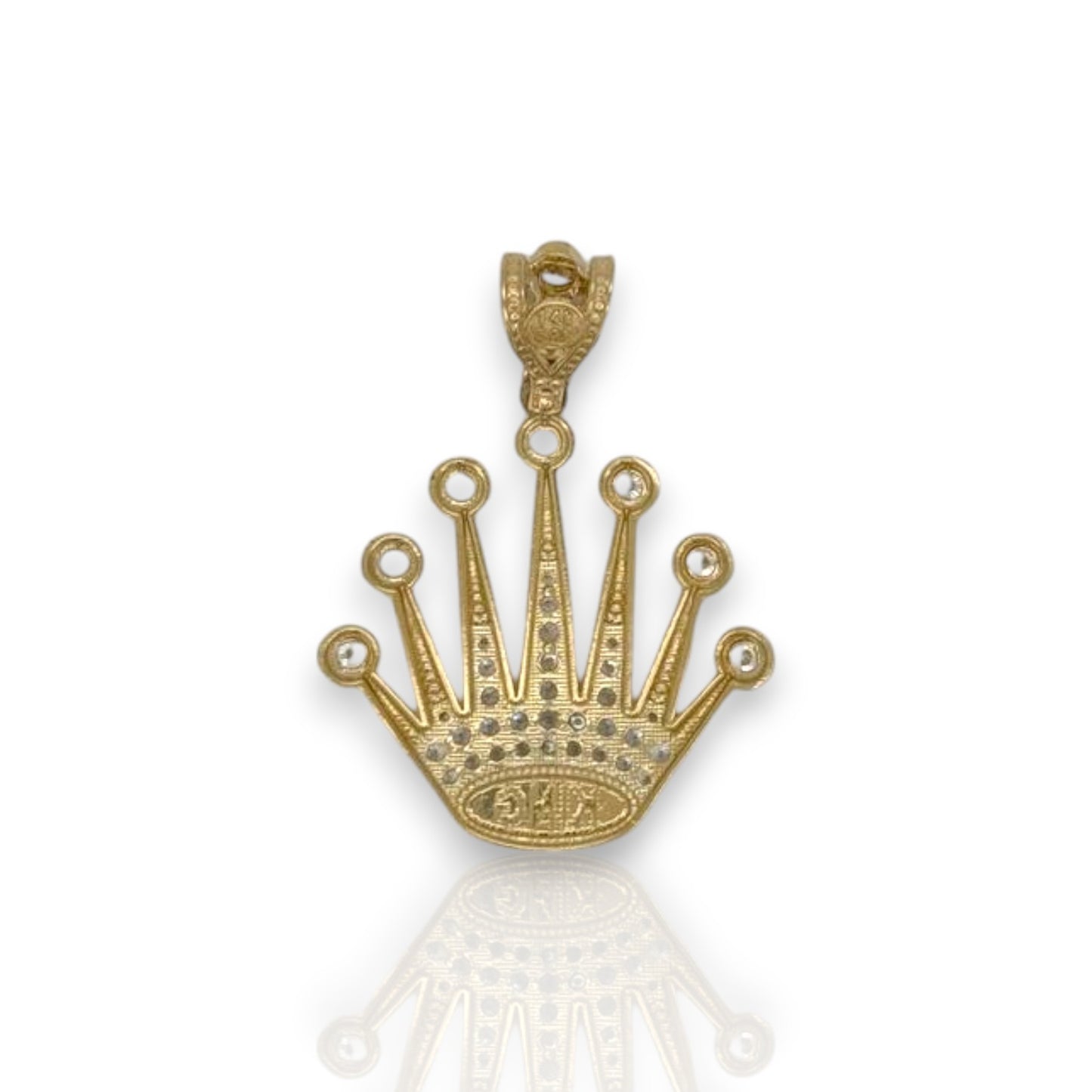 Crown "King" Cz Pendant - 14k Yellow Gold