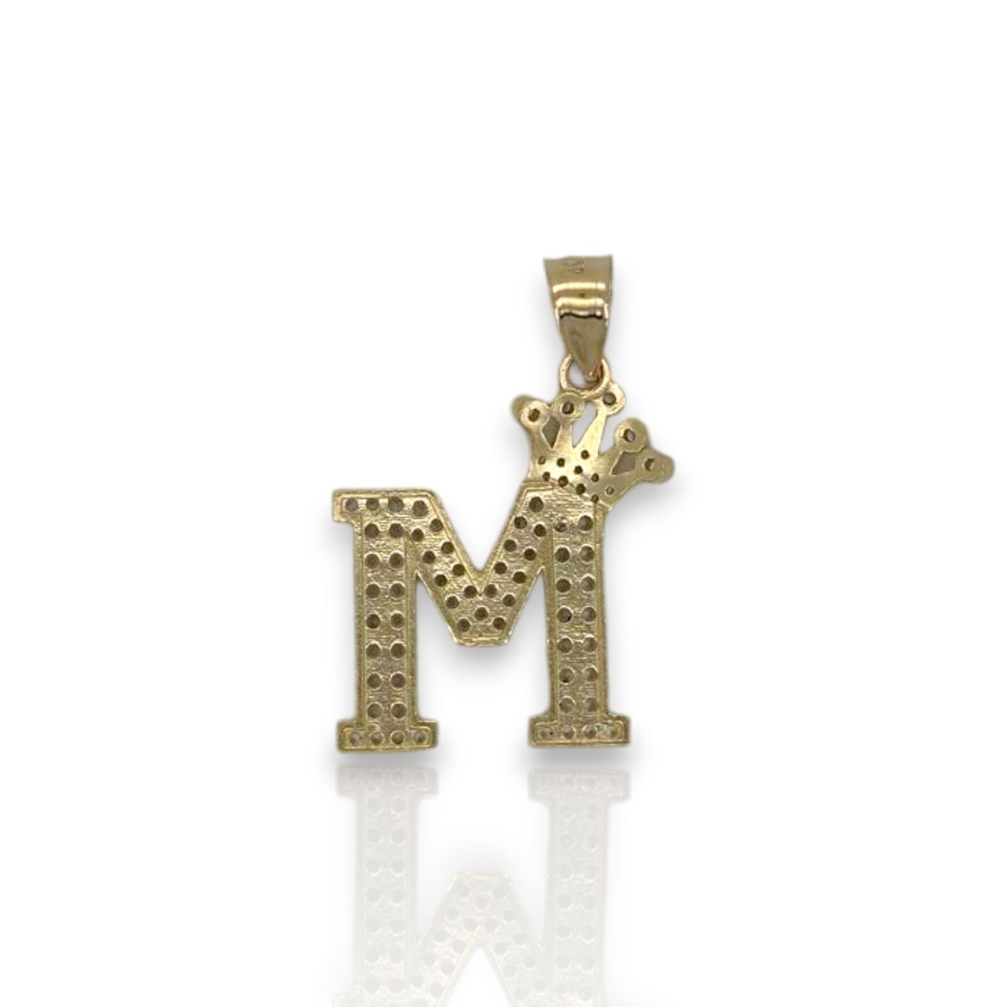 Initial Cz Crown Pendant - 10K Yellow Gold