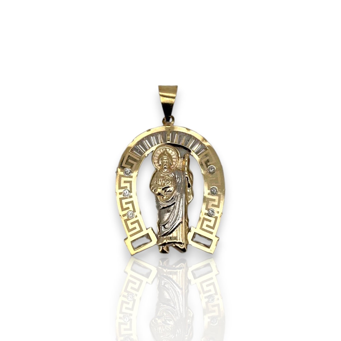 Horseshoe St Jude Pendant - 10K Yellow Gold
