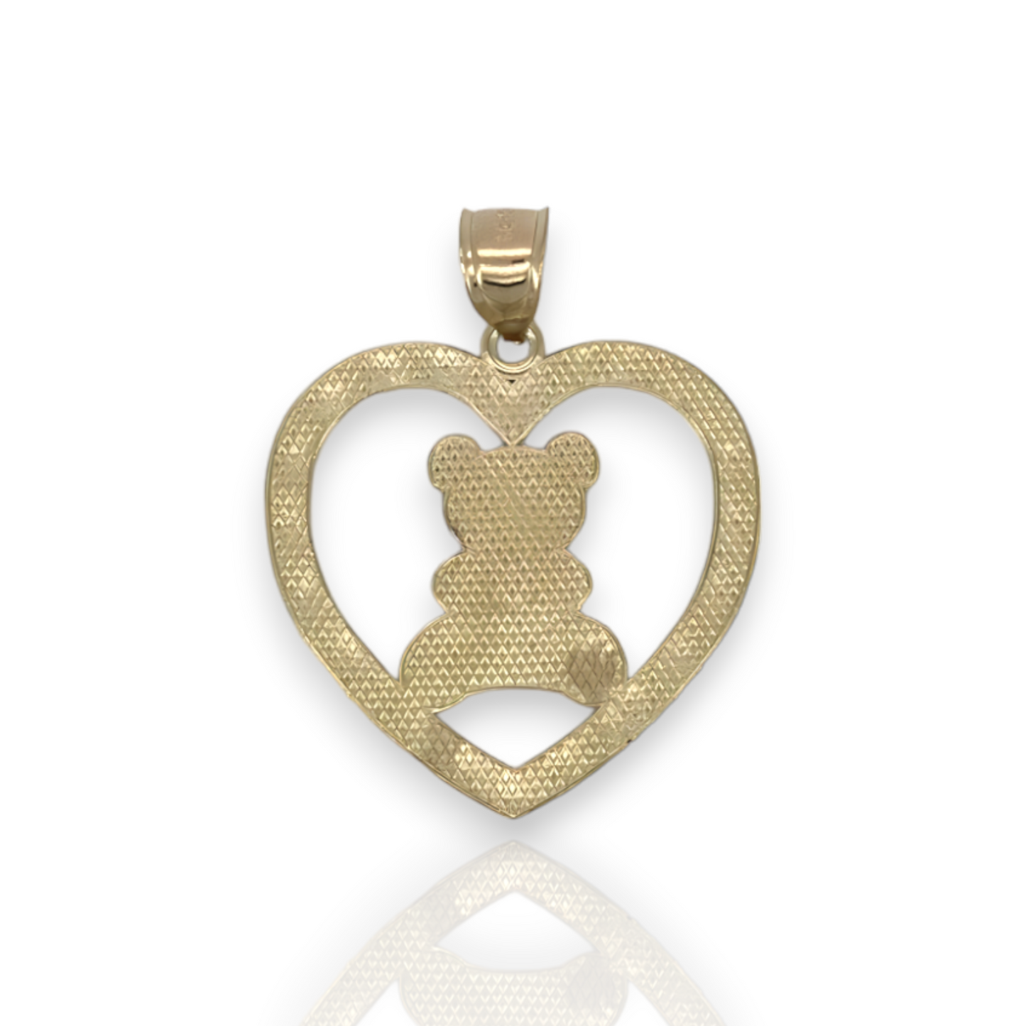 Colgante con forma de osito de peluche en forma de corazón - Oro amarillo de 10 k