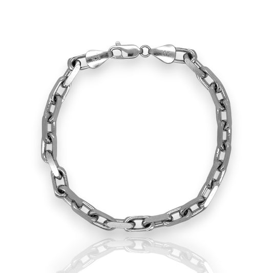 Chunky Box Chain Bracelet - 14K White Gold - Solid