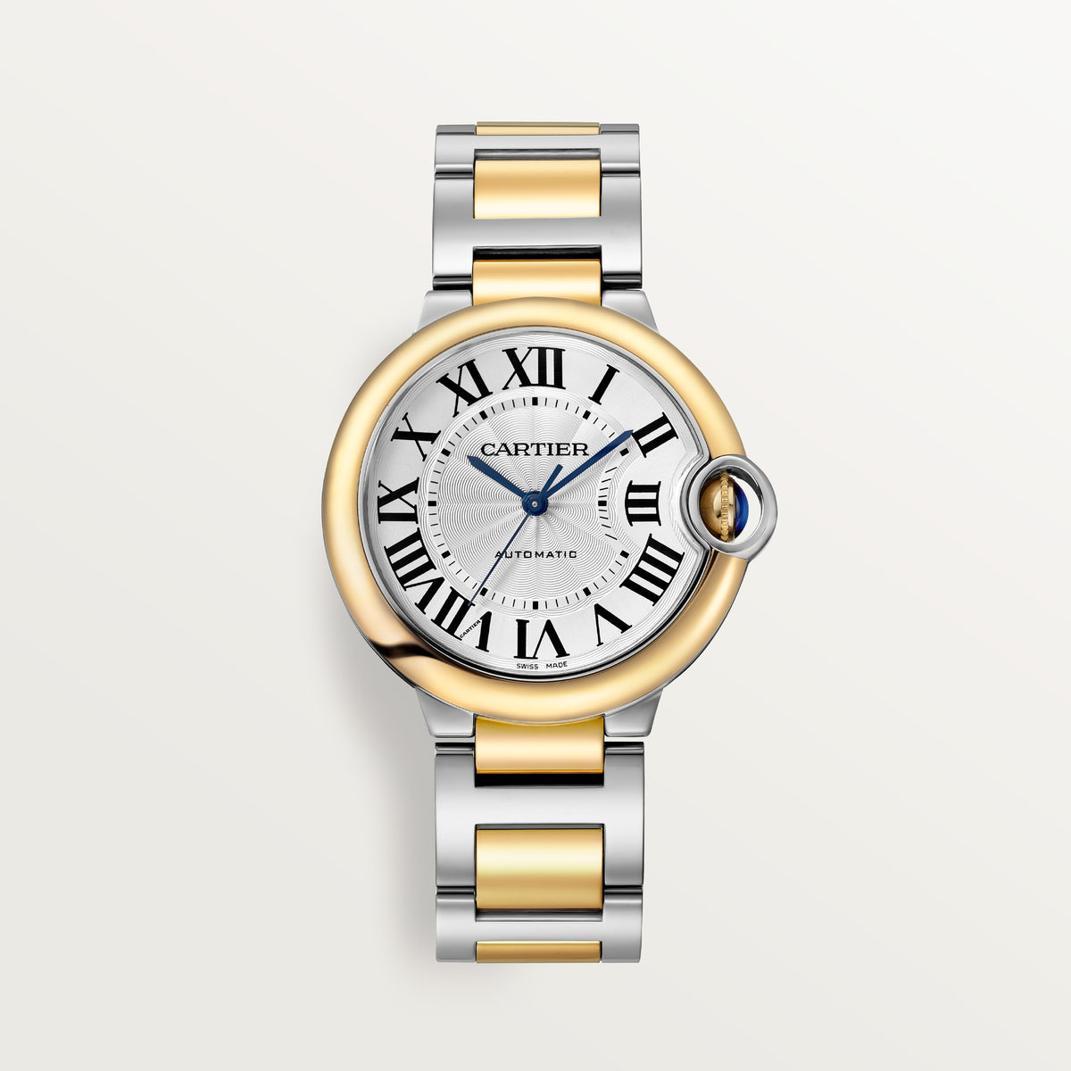 Cartier Ballon Bleu de Cartier W2BB0038 - 36 mm Steel and yellow gold, Silvered guilloché Dial, Two-tone steel/yellow gold interchangeable bracelet