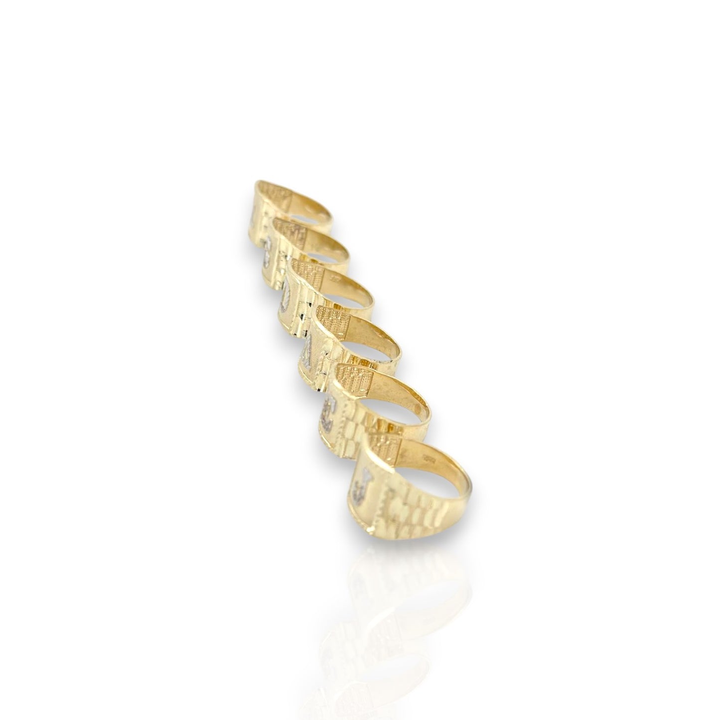Initials Diamond Cut Ring - 10K Yellow Gold