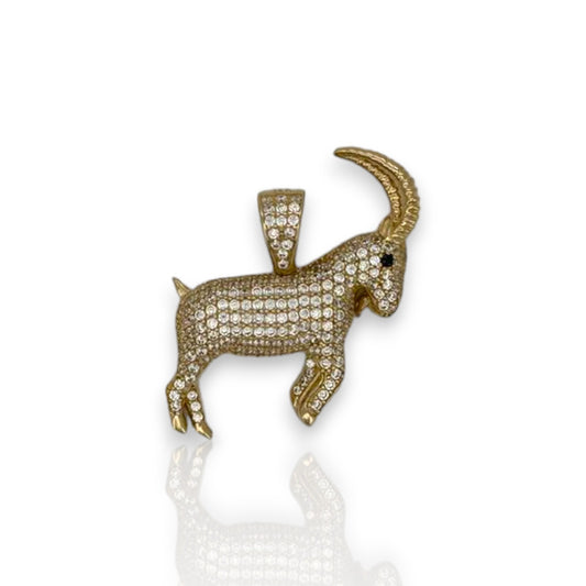 Goat Cz Pendant  - 14k Yellow Gold