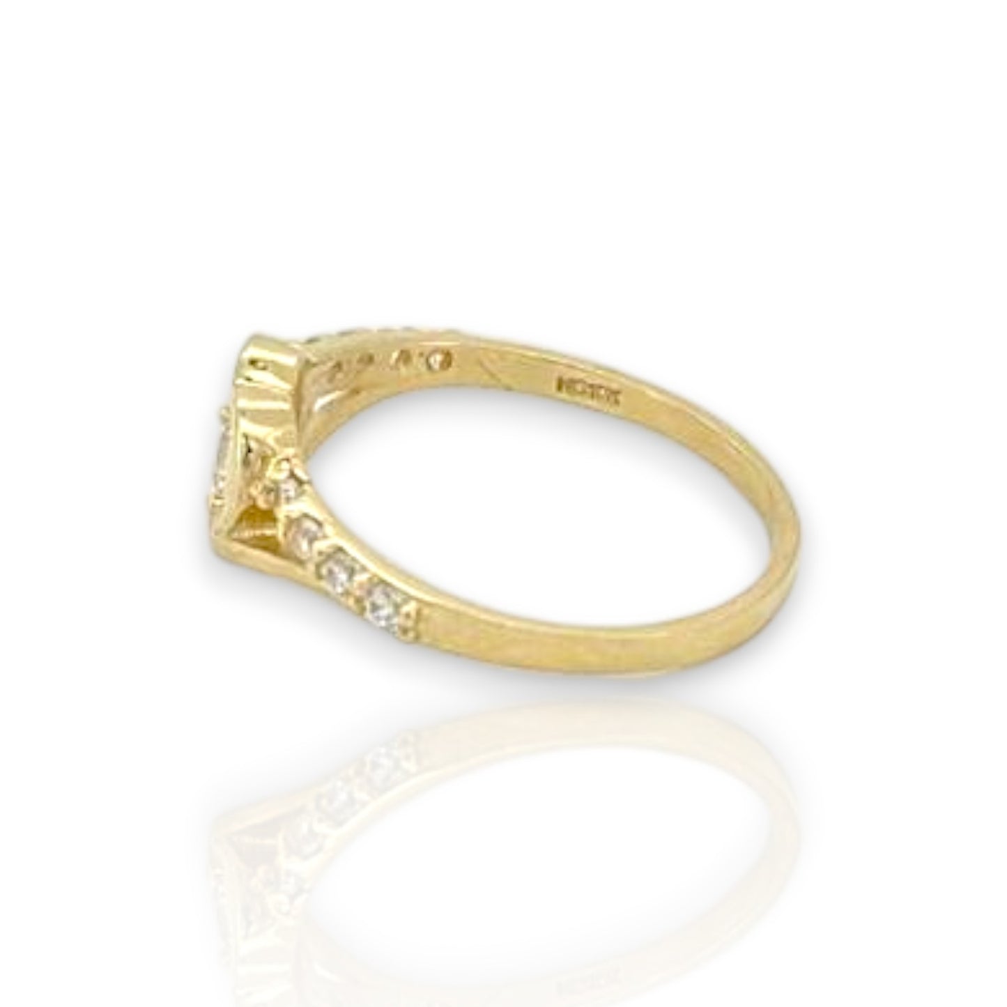 Anillo con circonita cúbica - Oro amarillo de 10 quilates