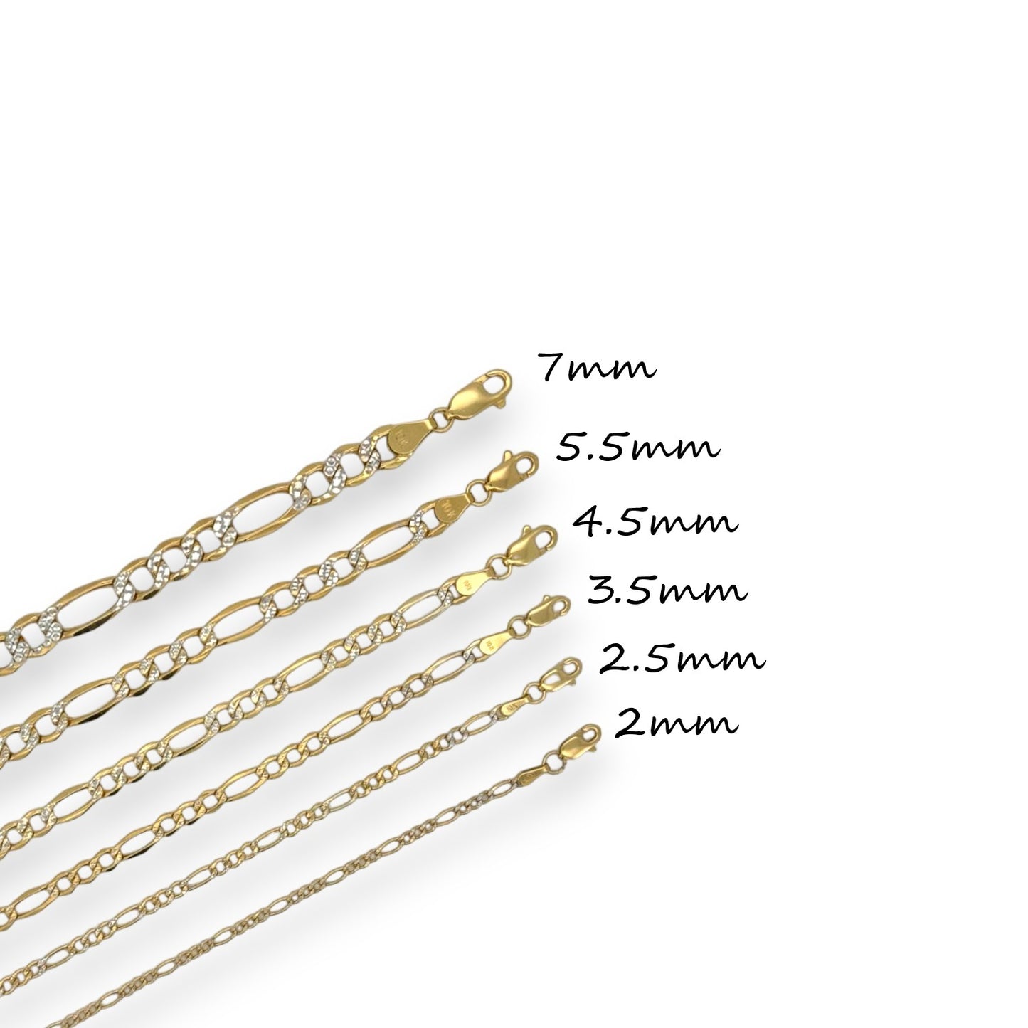 Figaro Two Tone Link Anklet - 10K Yellow Gold