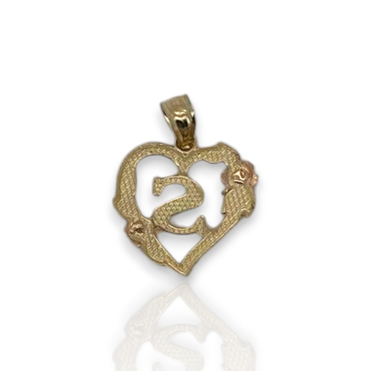 Heart Initial With Flowers Pendant - 10K Yellow Gold