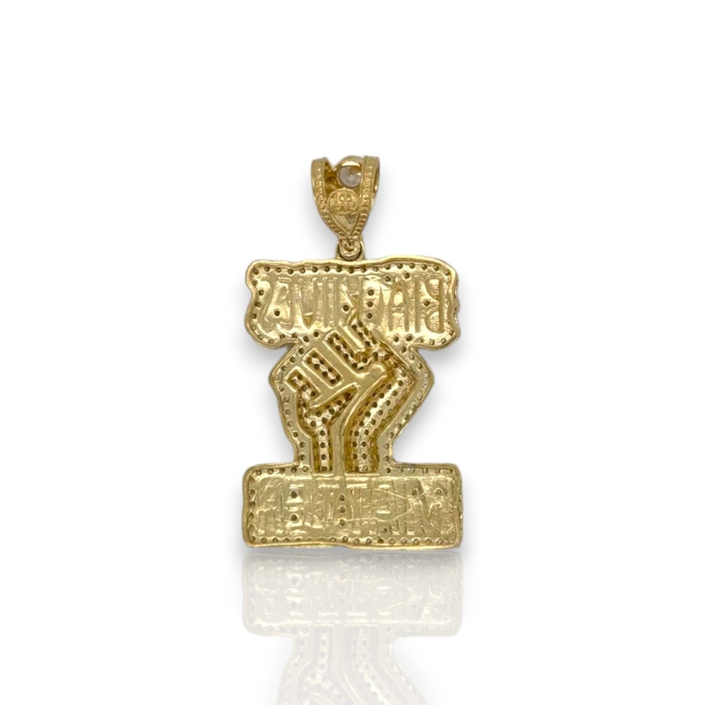 Black Lives Matter Cz Pendant - 14k Yellow Gold