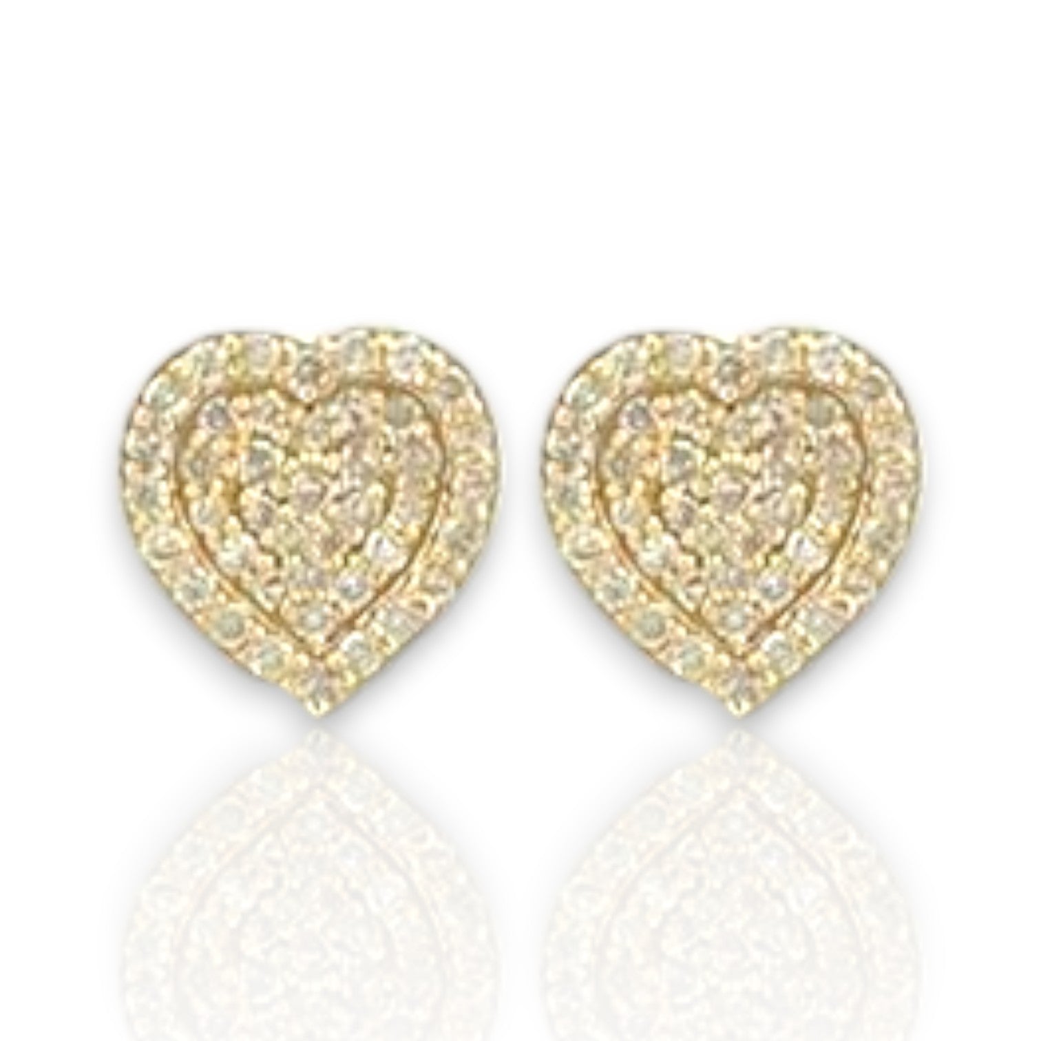 14k Yellow Gold Diamond buy Heart Stud Earrings