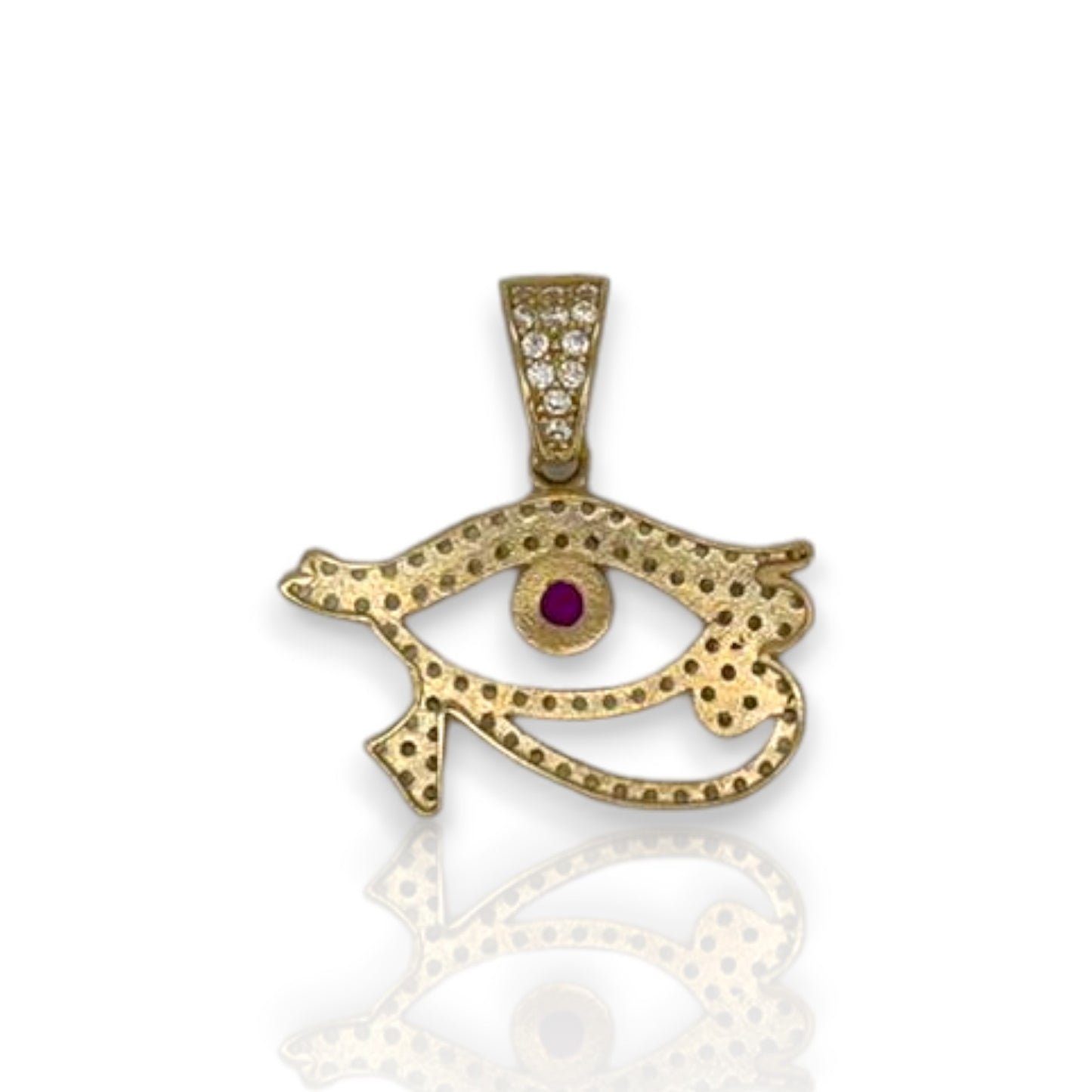 Evil Eye Cz Pendant - 14K Yellow Gold