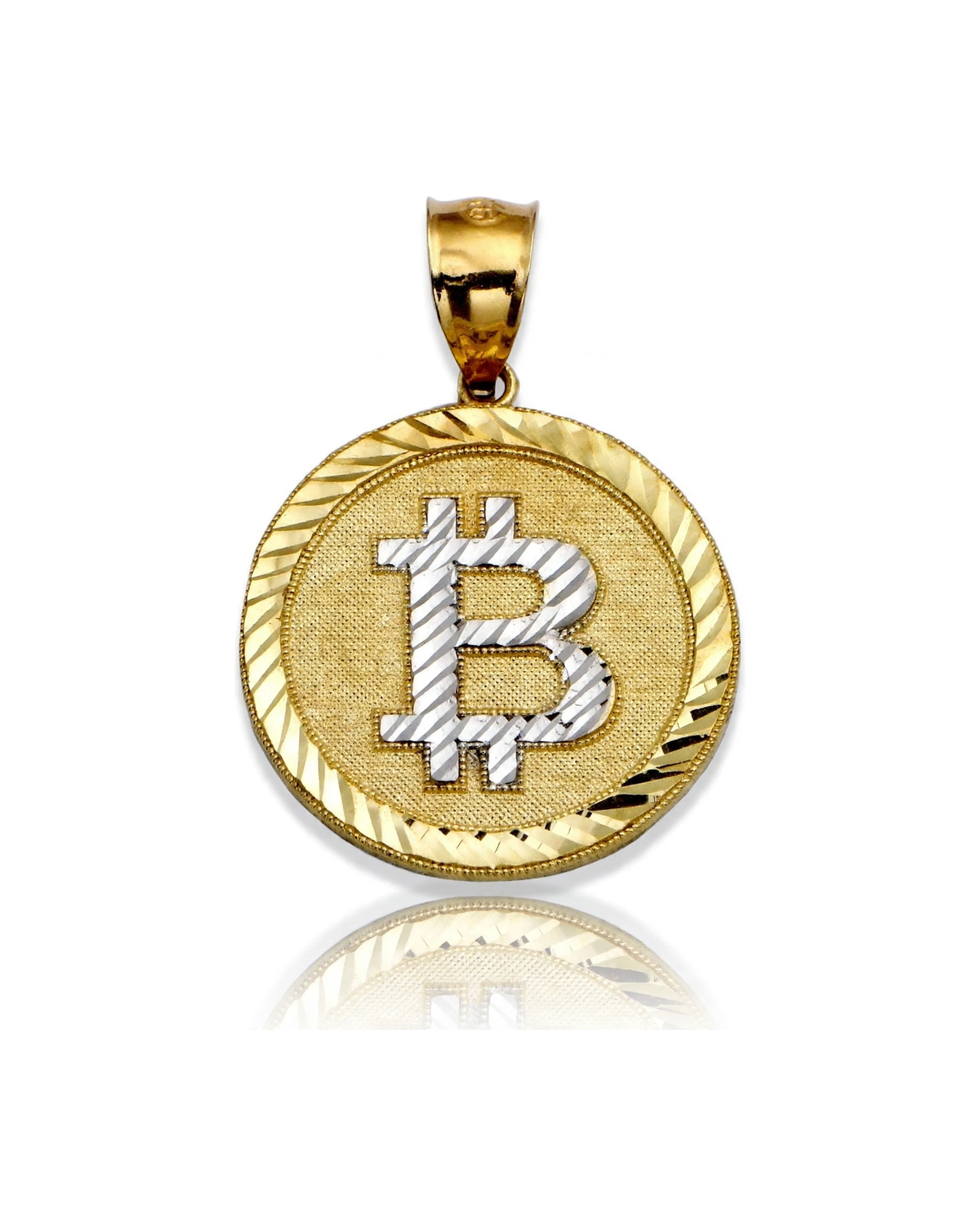 Bitcoin Pendant Coin Large Two-Tone - 10K Gold